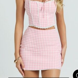 ROSARIO TWO PIECE SET - GINGHAM CORSET AND MINI SKORT SET IN PINK